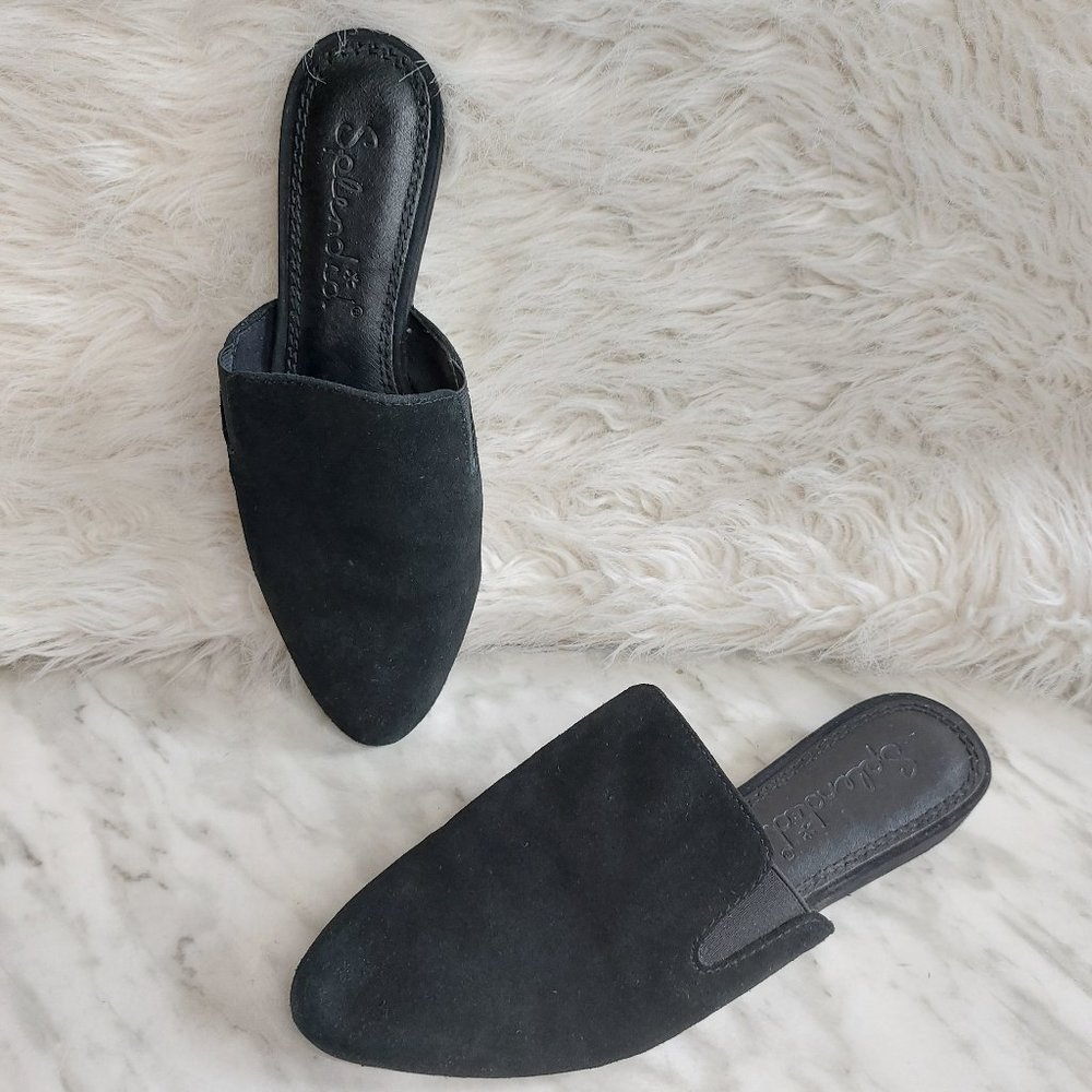 Splendid Women's Black Suede Leather Closed Toe Slip On Sandals Size: 5 1/2M